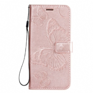 Capa Flip Para Samsung Galaxy A71 De Cordão Borboletas Gigantes