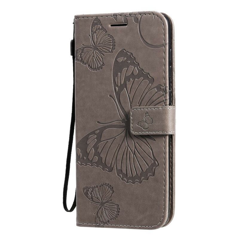 Capa Flip Para Samsung Galaxy A71 De Cordão Borboletas Gigantes