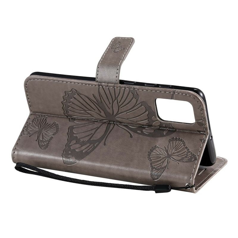 Capa Flip Para Samsung Galaxy A71 De Cordão Borboletas Gigantes
