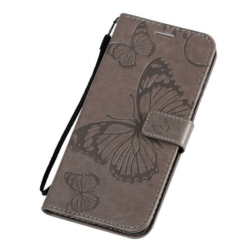 Capa Flip Para Samsung Galaxy A71 De Cordão Borboletas Gigantes