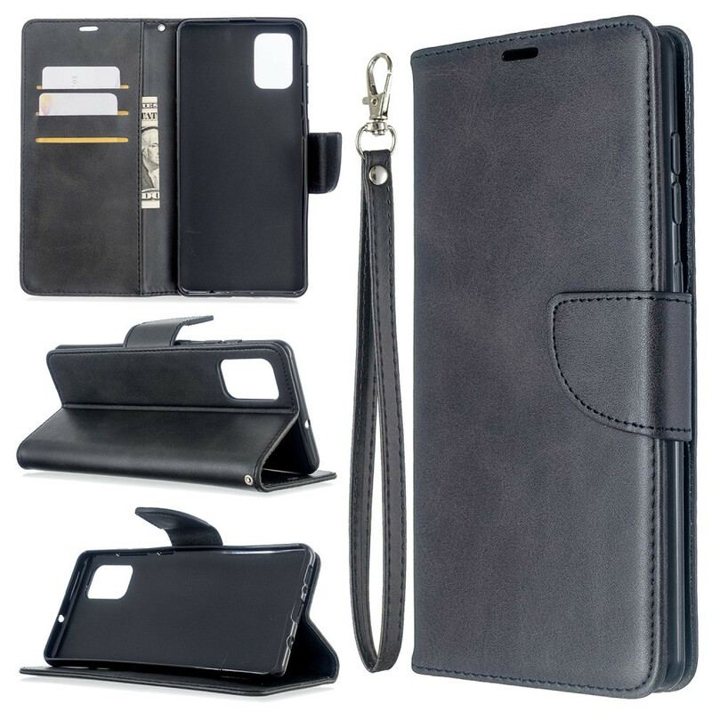 Capa Flip Para Samsung Galaxy A71 De Couro Retalho Liso Oblíquo