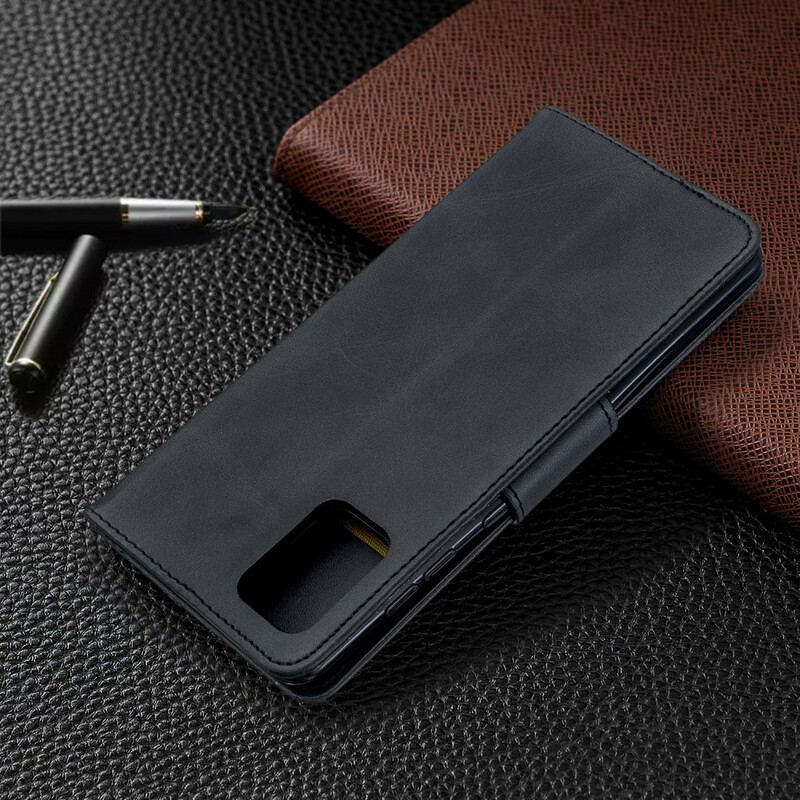 Capa Flip Para Samsung Galaxy A71 De Couro Retalho Liso Oblíquo