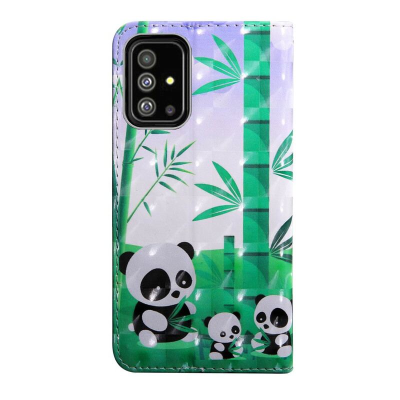 Capa Flip Para Samsung Galaxy A71 Família Panda