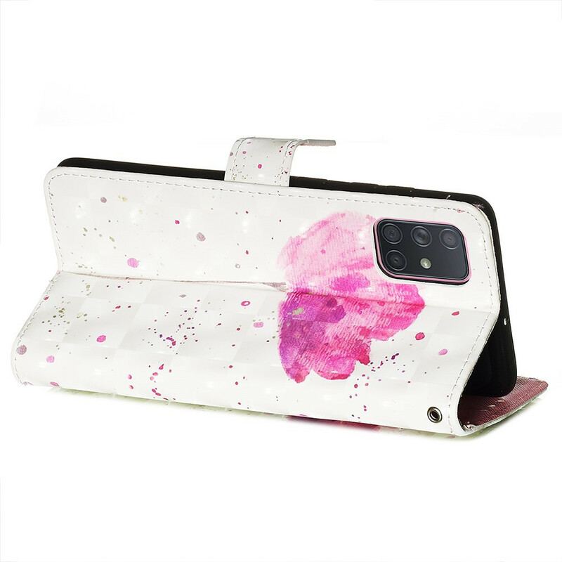 Capa Capa Flip Para Samsung Galaxy A71 Papoula Aquarela