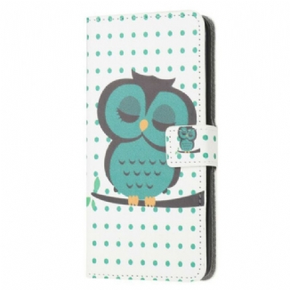 Capa Folio Para Samsung Galaxy A71 Coruja Adormecida