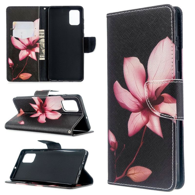 Capa Folio Para Samsung Galaxy A71 Flor Rosa