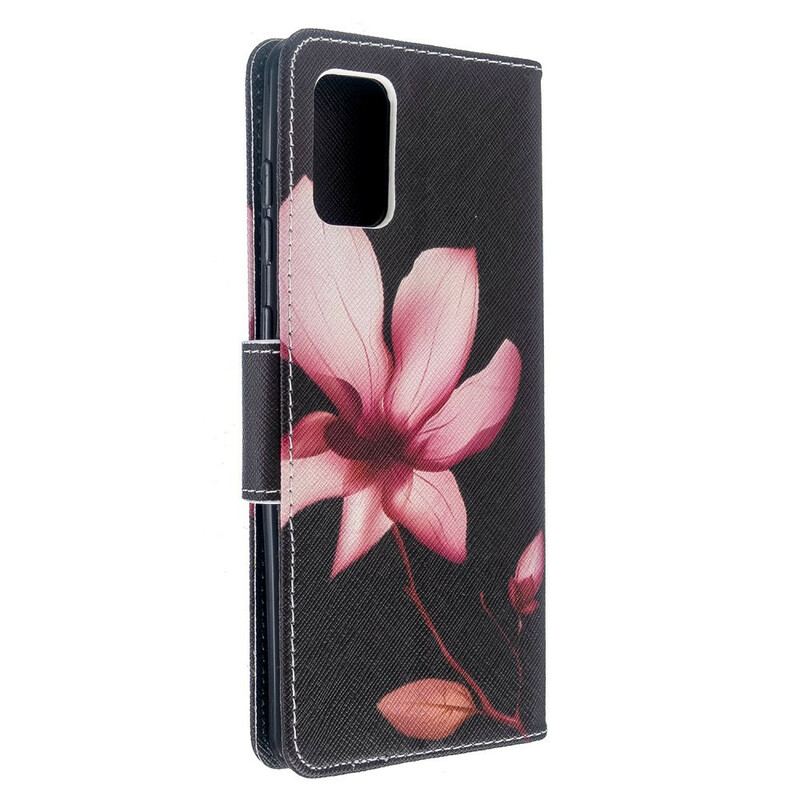Capa Folio Para Samsung Galaxy A71 Flor Rosa