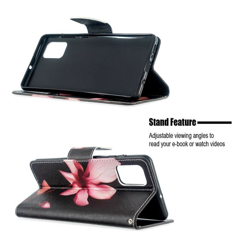 Capa Folio Para Samsung Galaxy A71 Flor Rosa