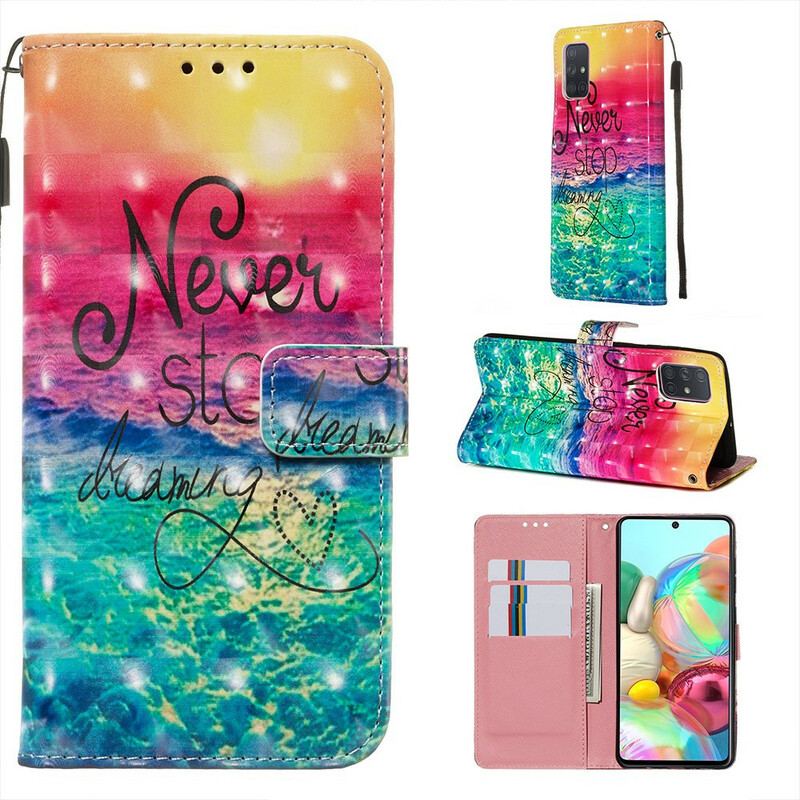 Capa Folio Para Samsung Galaxy A71 Nunca Pare De Sonhar