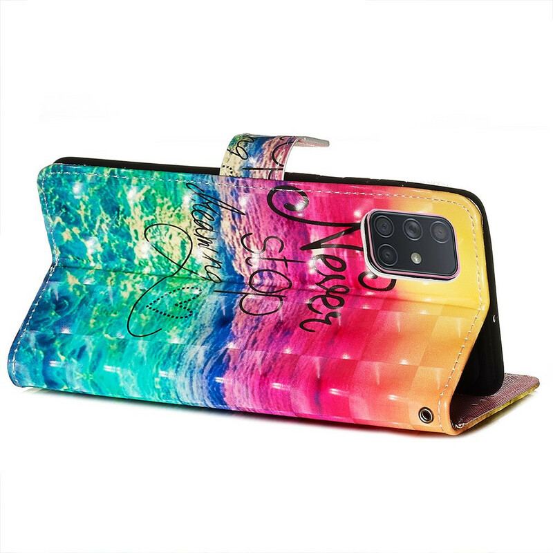 Capa Folio Para Samsung Galaxy A71 Nunca Pare De Sonhar
