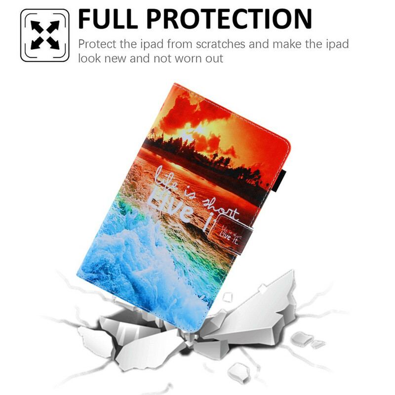 Capa De Couro Para Samsung Galaxy Tab A7 Lite A Vida É Um Pôr Do Sol Curto