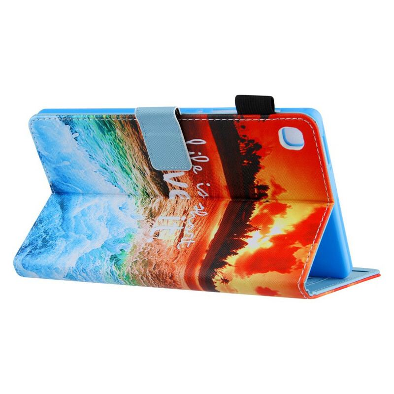 Capa De Couro Para Samsung Galaxy Tab A7 Lite A Vida É Um Pôr Do Sol Curto