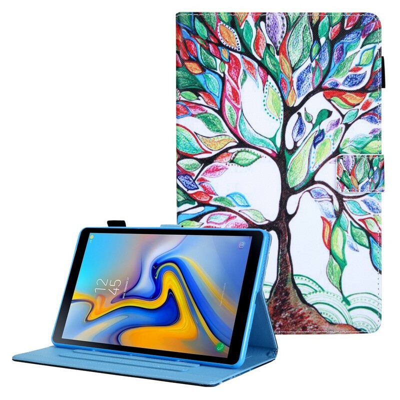 Capa De Couro Para Samsung Galaxy Tab A7 Lite Árvore Multicolorida
