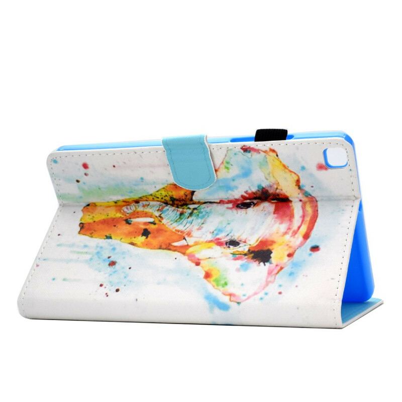 Capa De Couro Para Samsung Galaxy Tab A7 Lite Elefante Aquarela