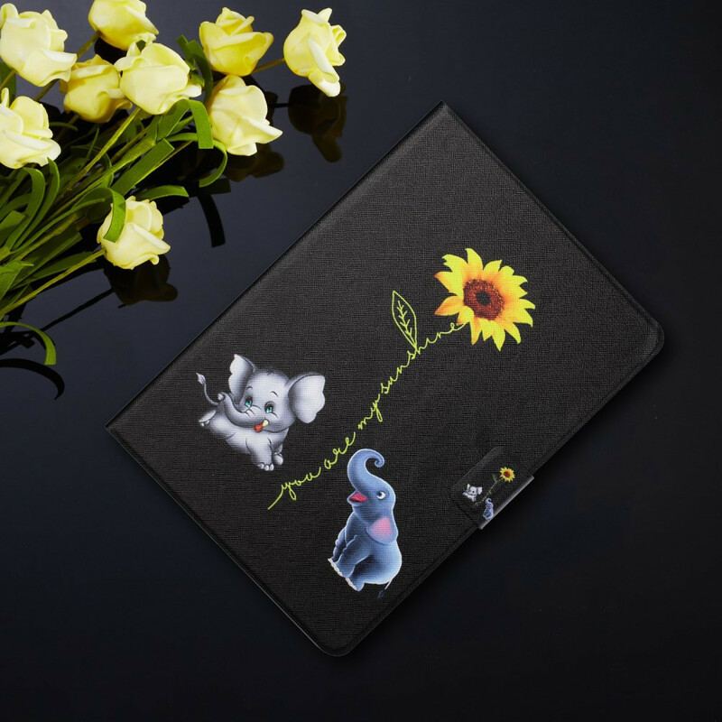 Capa De Couro Para Samsung Galaxy Tab A7 Lite Girassóis Elefantes