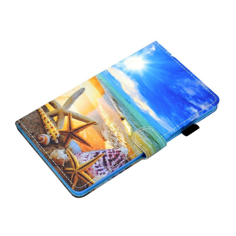Capa De Couro Para Samsung Galaxy Tab A7 Lite Praia Divertida