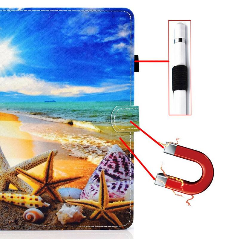 Capa De Couro Para Samsung Galaxy Tab A7 Lite Praia Divertida