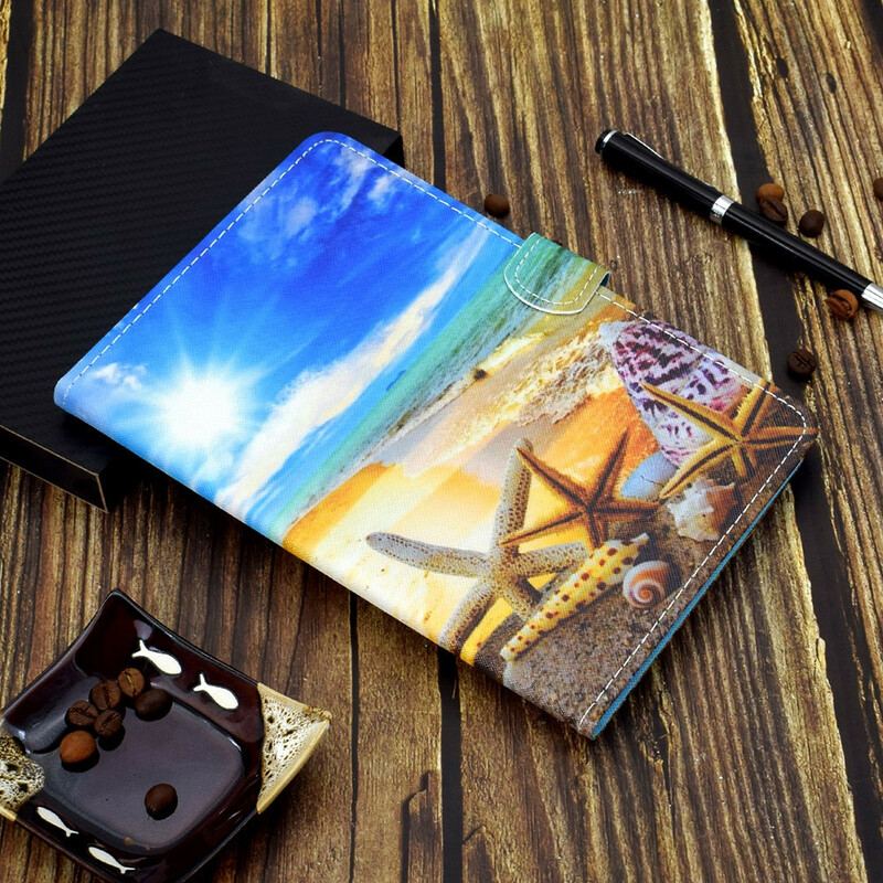 Capa De Couro Para Samsung Galaxy Tab A7 Lite Praia Divertida