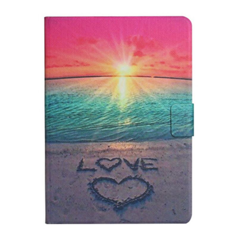 Capa Em Pele Para Samsung Galaxy Tab A7 Lite Amor Ao Pôr Do Sol