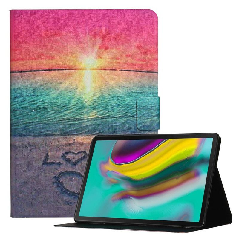 Capa Em Pele Para Samsung Galaxy Tab A7 Lite Amor Ao Pôr Do Sol