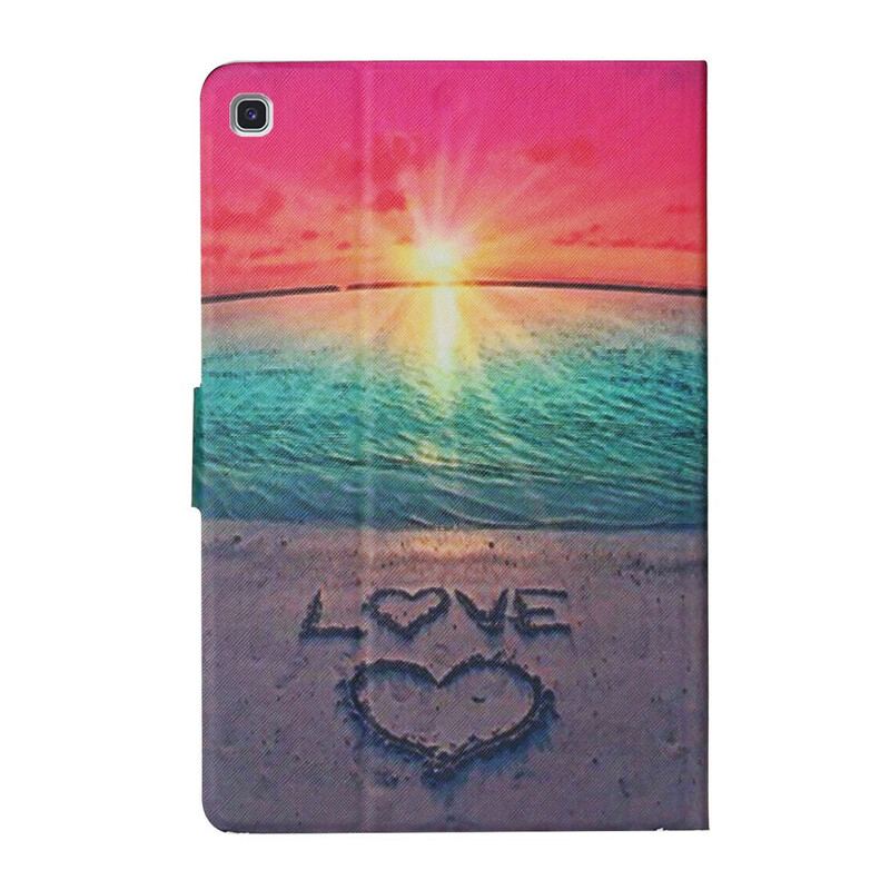 Capa Em Pele Para Samsung Galaxy Tab A7 Lite Amor Ao Pôr Do Sol