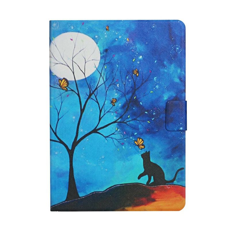 Capa Em Pele Para Samsung Galaxy Tab A7 Lite Árvore Para A Lua E O Sol