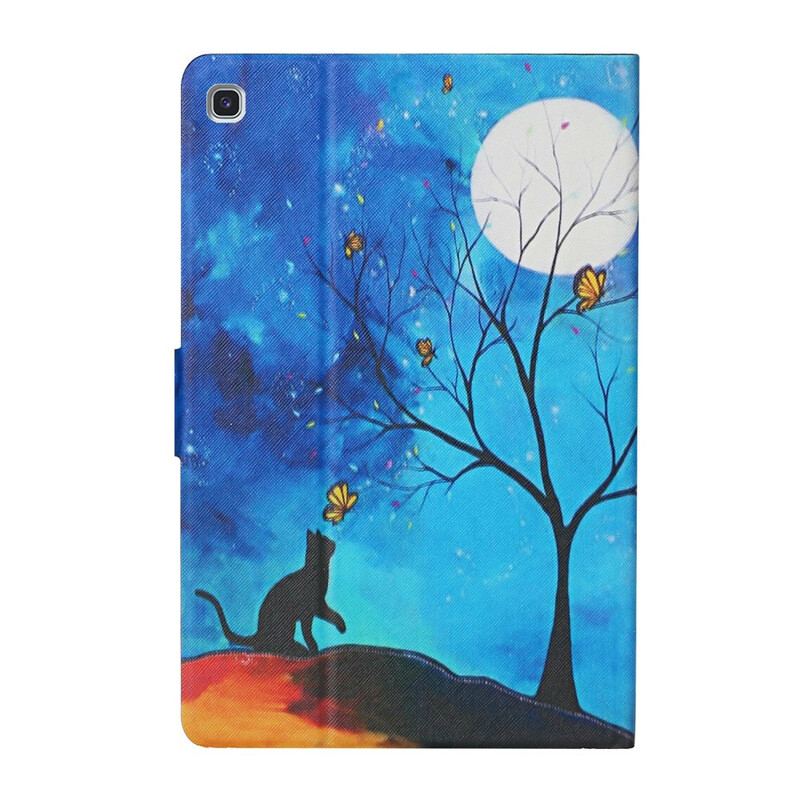 Capa Em Pele Para Samsung Galaxy Tab A7 Lite Árvore Para A Lua E O Sol