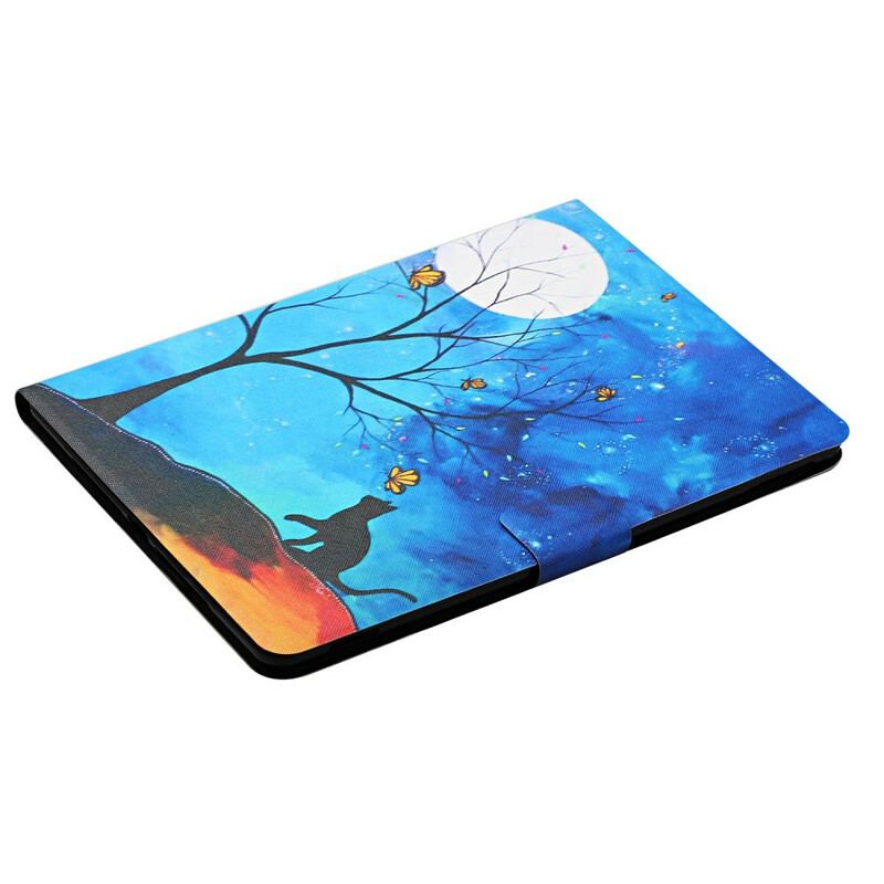 Capa Em Pele Para Samsung Galaxy Tab A7 Lite Árvore Para A Lua E O Sol