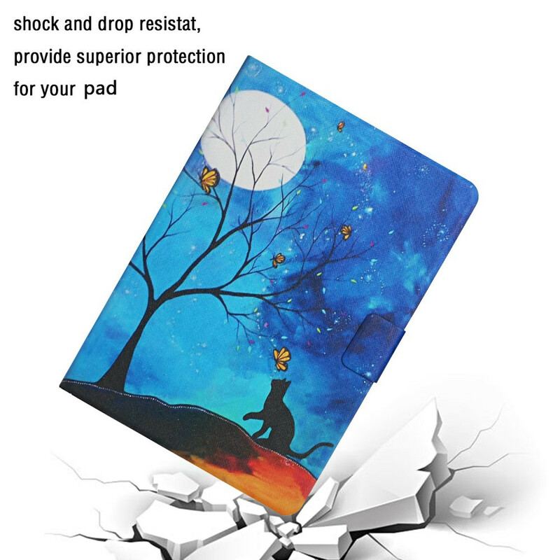 Capa Em Pele Para Samsung Galaxy Tab A7 Lite Árvore Para A Lua E O Sol