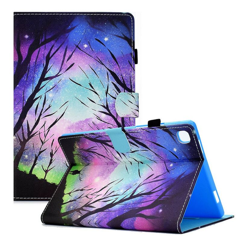 Capa Em Pele Para Samsung Galaxy Tab A7 Lite Floresta Noturna