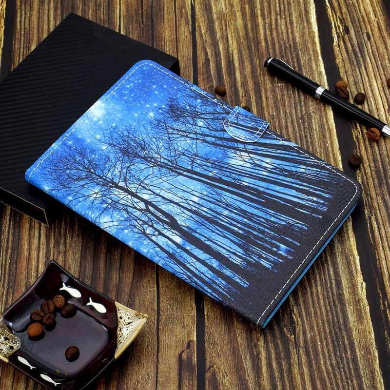 Capa Em Pele Para Samsung Galaxy Tab A7 Lite Floresta Noturna