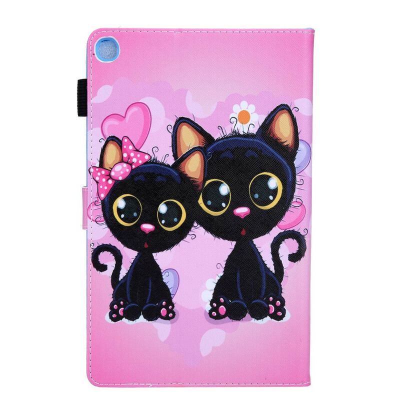 Capa Flip Para Samsung Galaxy Tab A7 Lite Casal De Gatos