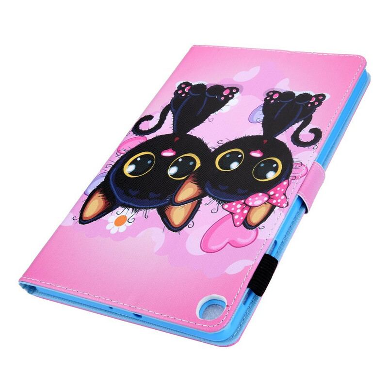Capa Flip Para Samsung Galaxy Tab A7 Lite Casal De Gatos