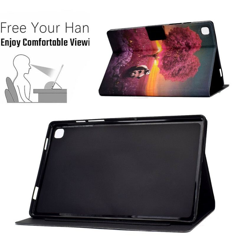 Capa Flip Para Samsung Galaxy Tab A7 Lite Coração De Panda
