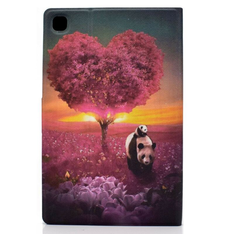 Capa Flip Para Samsung Galaxy Tab A7 Lite Coração De Panda