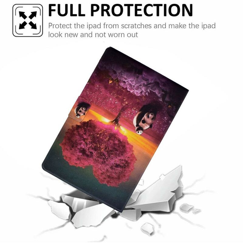 Capa Flip Para Samsung Galaxy Tab A7 Lite Coração De Panda