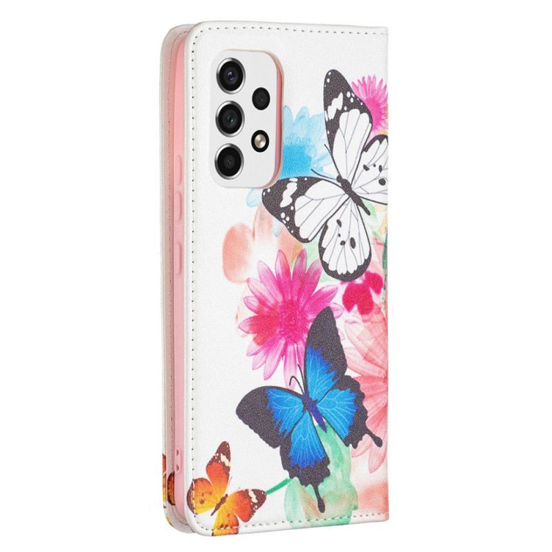 Capa De Celular Para Samsung Galaxy A53 5G Flip Borboletas Coloridas