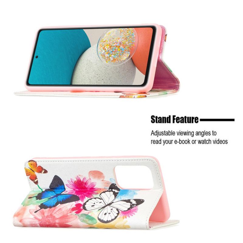 Capa De Celular Para Samsung Galaxy A53 5G Flip Borboletas Coloridas