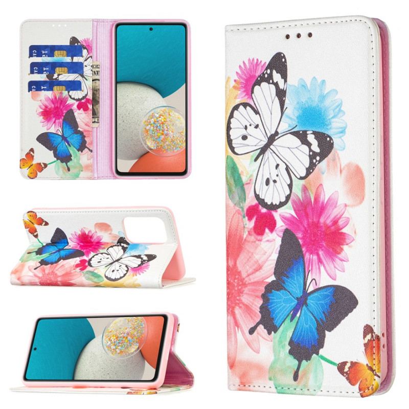 Capa De Celular Para Samsung Galaxy A53 5G Flip Borboletas Coloridas
