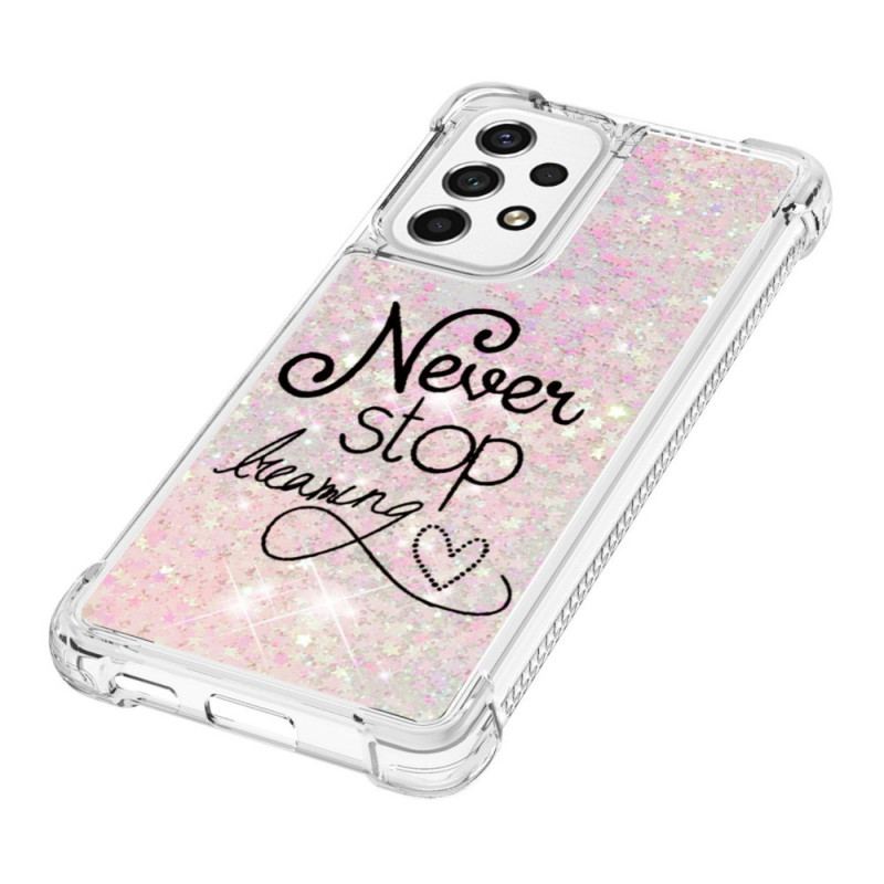 Capa De Celular Para Samsung Galaxy A53 5G Nunca Pare De Sonhar Com Glitter
