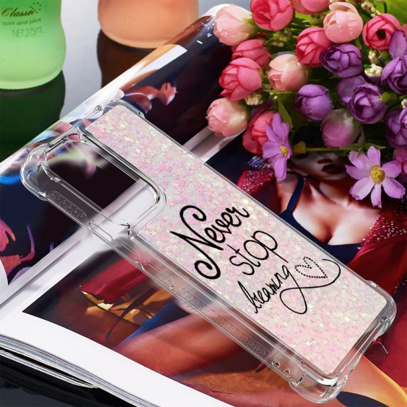 Capa De Celular Para Samsung Galaxy A53 5G Nunca Pare De Sonhar Com Glitter