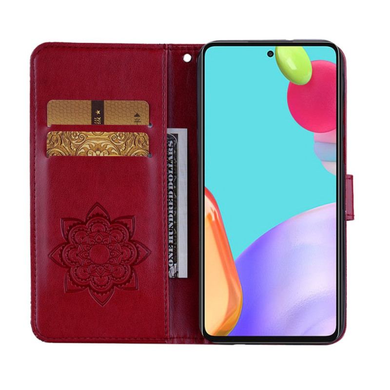 Capa De Couro Para Samsung Galaxy A53 5G Coruja Mandala E Charme