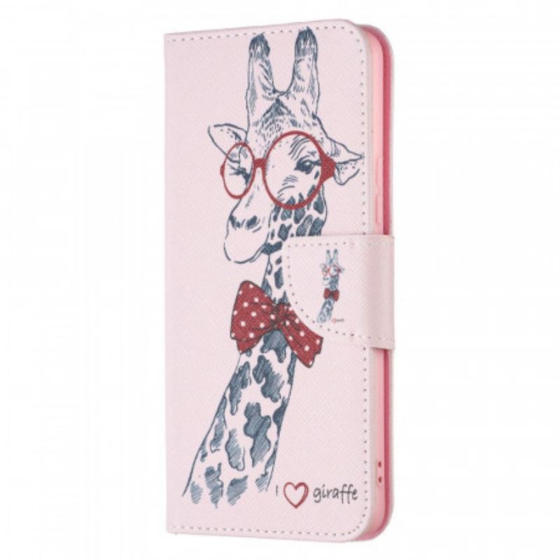 Capa De Couro Para Samsung Galaxy A53 5G Girafa Inteligente