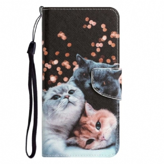 Capa Flip Para Samsung Galaxy A53 5G De Cordão Apenas Gatos Tangas