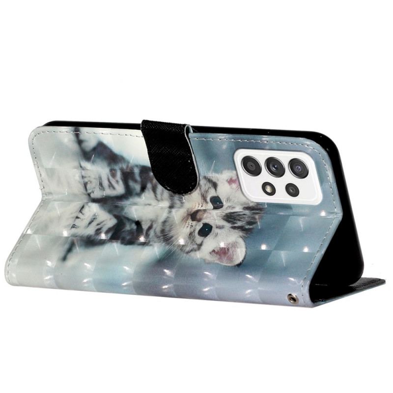 Capa Flip Para Samsung Galaxy A53 5G De Cordão Gatinho Strappy