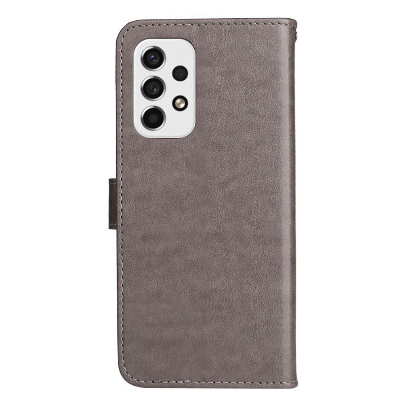 Capa Flip Para Samsung Galaxy A53 5G De Cordão Strappy Gato E Abelhas