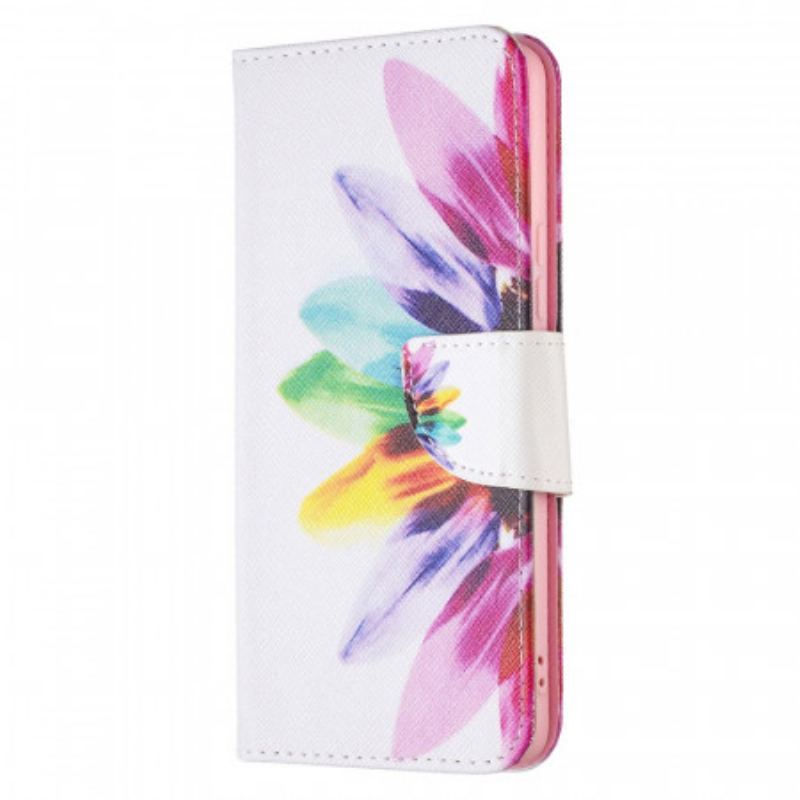 Capa Flip Para Samsung Galaxy A53 5G Flor Aquarela