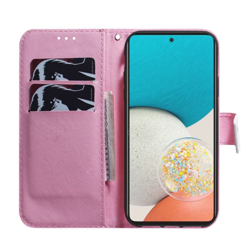Capa Flip Para Samsung Galaxy A53 5G Flor Rosa Empoeirado