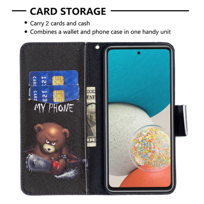 Capa Flip Para Samsung Galaxy A53 5G Urso Perigoso