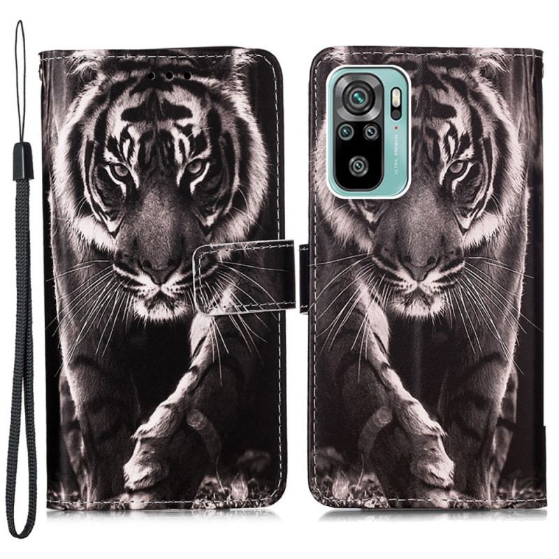Capa Folio Para Samsung Galaxy A53 5G De Cordão Strappy Night Tiger